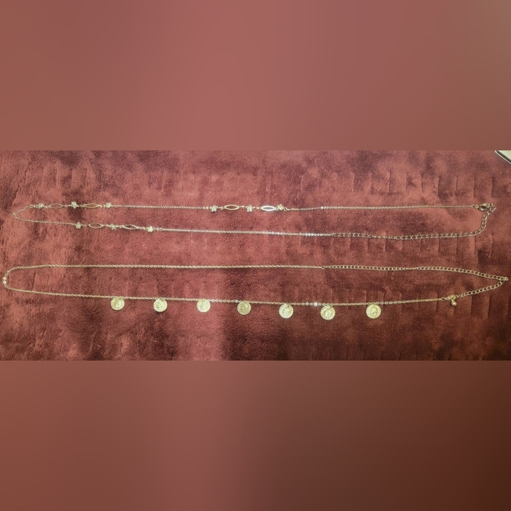 2 silver belly chains up to 35 inches adjustable